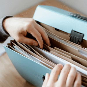 person looking through a file-o-dex